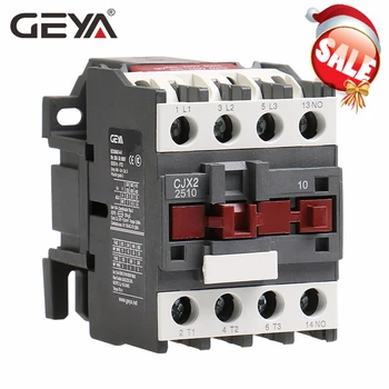 

GEYA CJX2-2510 3210 Magnetic 3Phase Contactor 1NO 25A 32A 220V or 380VAC LC1D Contactor Din Rail Silver Contact