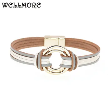 WELLMORE charm Leather Bracelets For Women & Men Multiple Layers wrap Bracelets Couple gifts fashion Jewelry wholesale