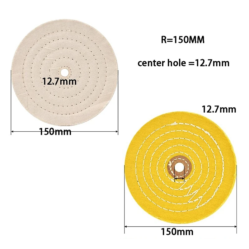 Polishing Discs Polishing Wheel Kit 2Pcs 150Mm Wheel Set For Table er Polisher With 12.7Mm Mandrel Hole grinding disc