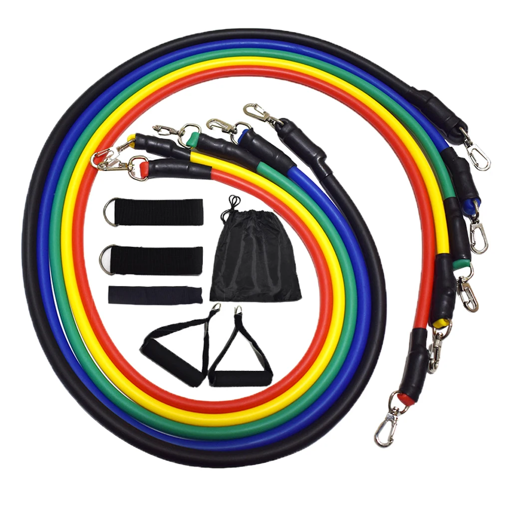 11pcs/set Resistance Bands Set Yoga Exercise Fitness Rubber Tubes Workout Bands Kit Home Gym Sports Excercise Fitness Equipment