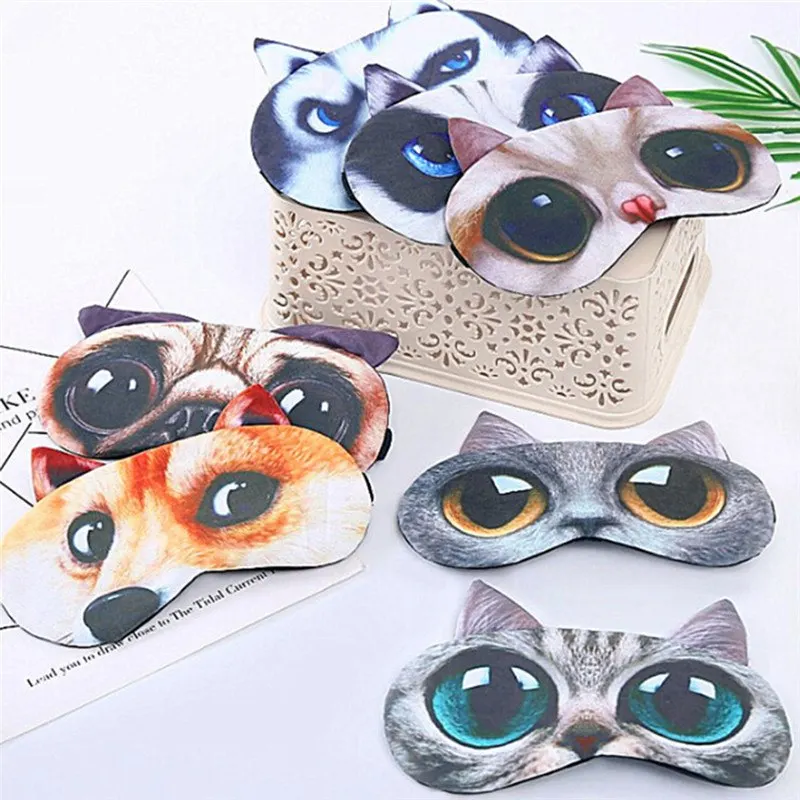 1PC New Sale 3D Dog Cat Blindfold Sleeping Soft Eye Patch Portable Traveling Sleep EyeShade Cover Mask For Women&Men
