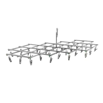 

Stainless Steel Clothes Hanger Foldable Hangers Hook Anti-Skid Drying Rack with 35pcs Clips for Home Laundry Bedroom