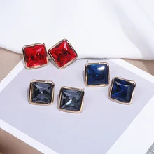 Новая Элегантная Геометрическая квадратная форма, с прозрачными кристаллами серьги-гвоздики для женщин, модные серьги золотого цвета, аксессуары для свадебной вечеринки