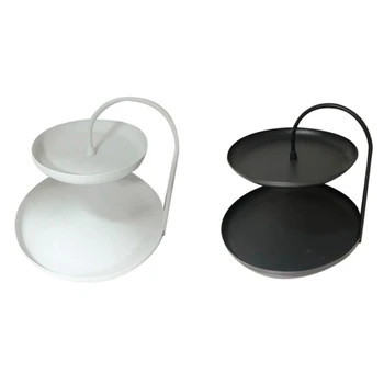 

2-Layer Metal Storage Tray Jewelry Display Plate Gold Necklace Ring Earrings Display Decoration Organizer