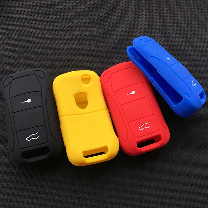 Silicone Rubber Folding Flip Remote Key Fob for Porsche Cayenne GTS 2009 2010 Keyless Protect