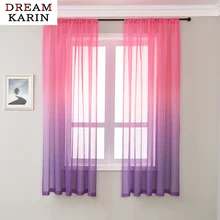

DK Organza Gradient Color Tulle Curtains for Living Room Bedroom Voile Curtains Window Treatment Panels Home Decor Drapes