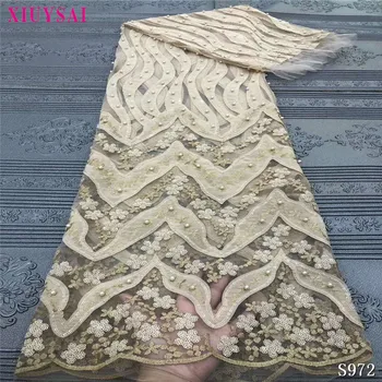 

2020 Latest French net Laces with velvet fabric Fabrics High Quality Tulle African Laces Fabric Nigerian Wedding S972