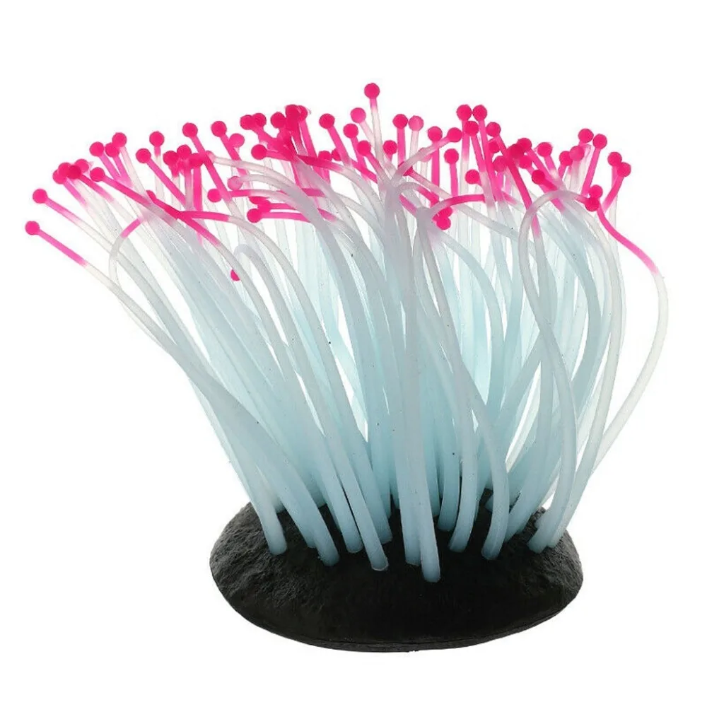 Aquarium Decoration  Fish Tank Luminous Sea Anemone Artificial Coral Ornament  (13)