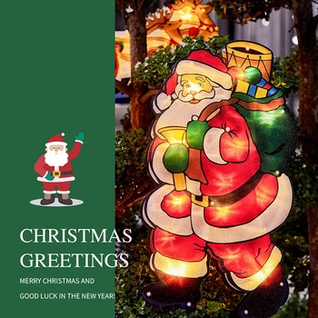 

Santa Claus Led Suction Cup Window Hanging Lights Christmas Decorative Atmosphere Scene Decor Festive Decorative Lights