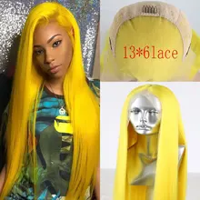 Bombshell 13*6 большой синтетический кружевной передний парик жёлтый прямой термостойкий волоконный волос натуральный волос для женщин