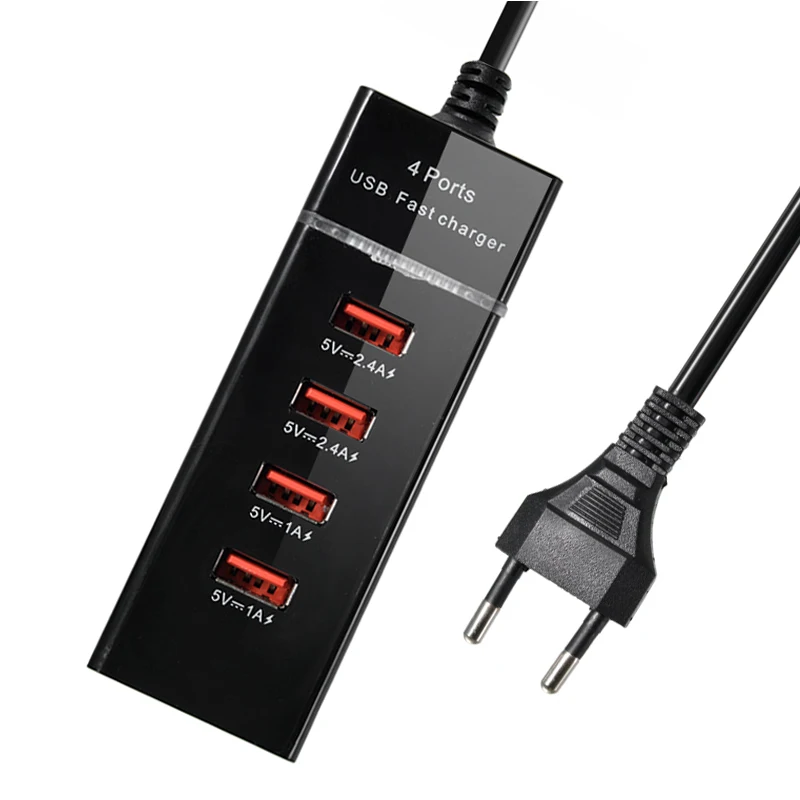 

4 Ports USB Charger with LED Light Table Adapter Mobile Phone Fast Charging for iPhone XR XS X 8 7 6s iPad Samsung Universal