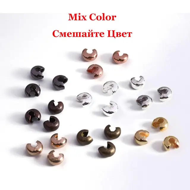 100pcs Open Crimp Beads Covers Crimp End Beads Stopper Spacer Beads For DIY Jewelry Making Findings Supplies quetschperlen Mix Color