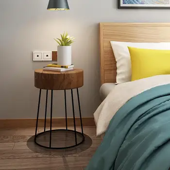 

Nordic Minimalist Solid Wood Logs Simple Side Table Seating Corner Bedside Table Round Sofa Table Flower Stand Bedroom