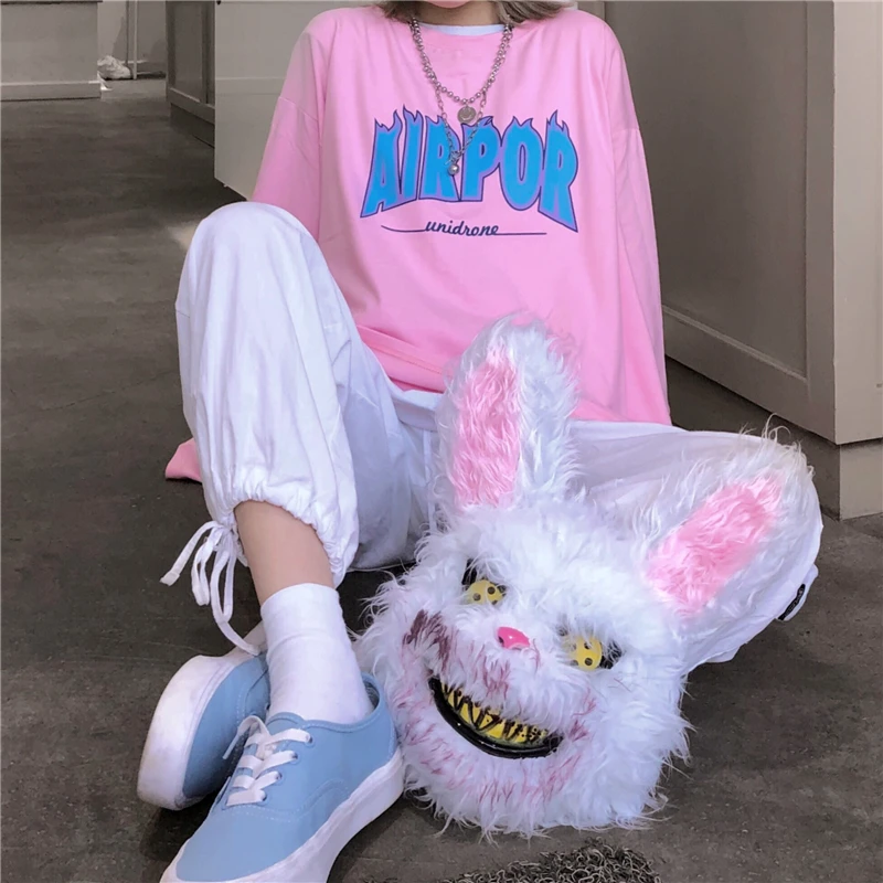 Женские футболки, топы, японские Kawaii, для девушек, Ulzzang, Радужная, розовая, с надписью, футболка, женская, Корейская, Harajuku, одежда для женщин