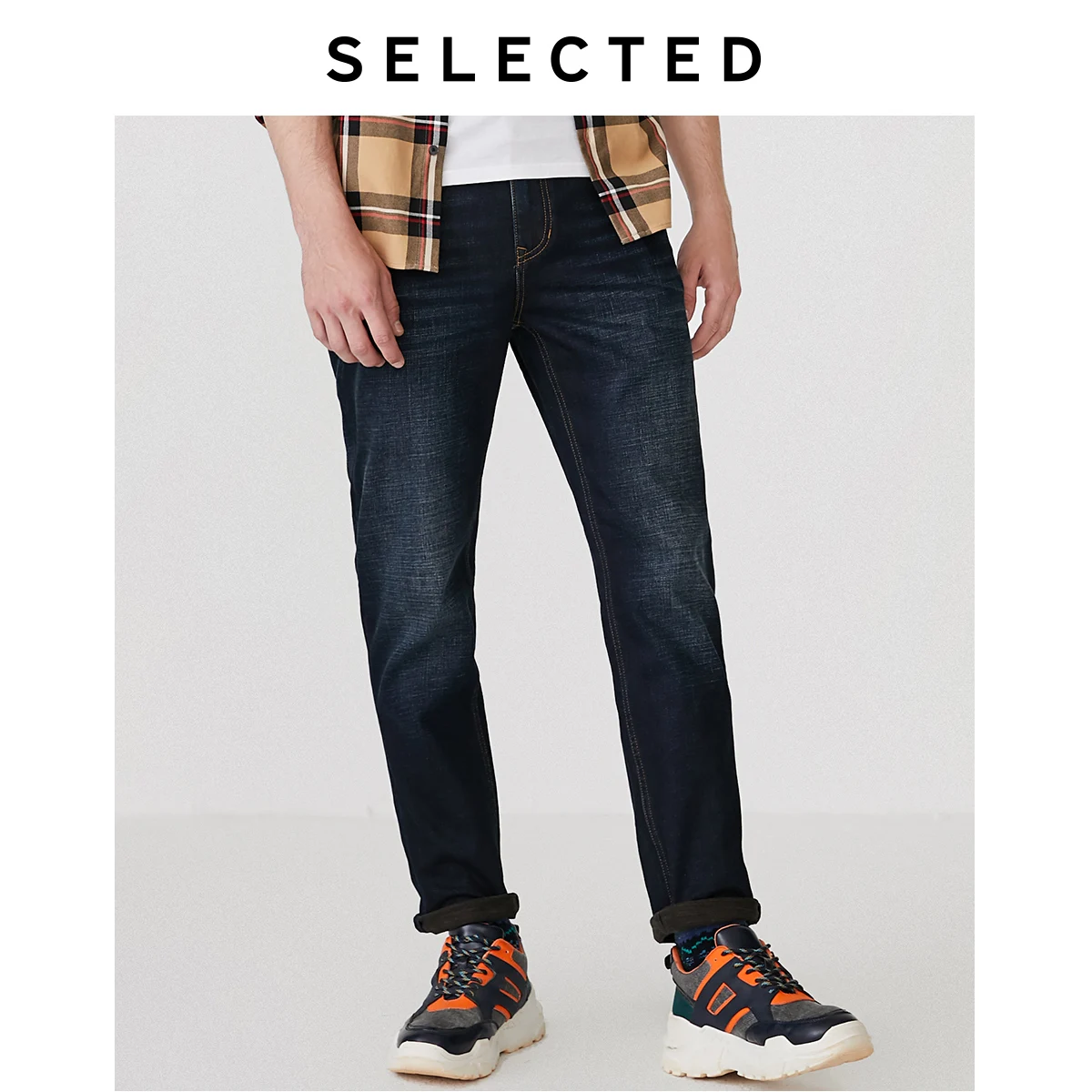 SELECTED Men's Cotton Straight Fit Denim Pants Mid-rise Jeans S|419432541 SELECTED Men's Cotton Straight Fit Denim Pants Mid-rise Jeans S|419432541