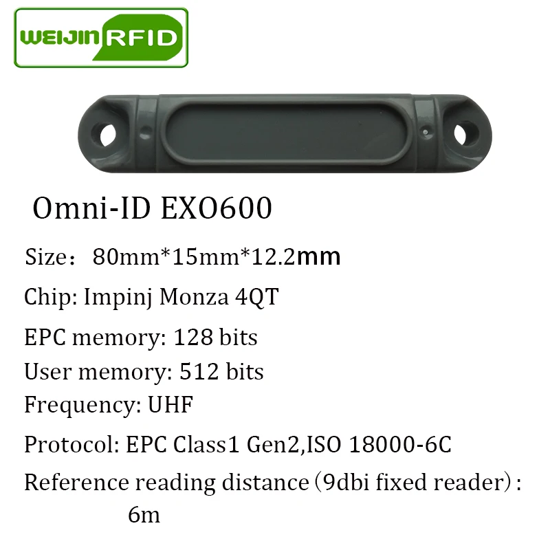 UHF RFID металлическая бирка omni-ID EXO600 915m 868mhz Impinj Monza4QT EPC 20 шт прочные ABS смарт-карты пассивные RFID метки