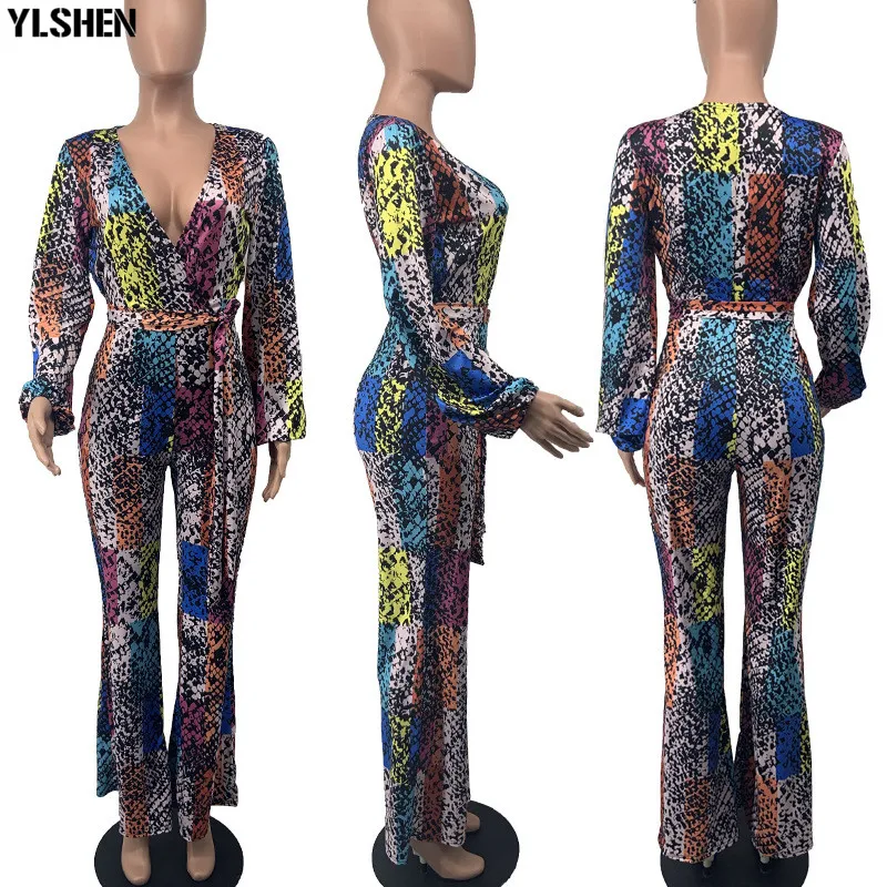African Print Dresses For Women Sexy V-neck Jumpsuit African Clothes Africa Dress Dashiki Ankara Style Plus Size Africa Clothing 07