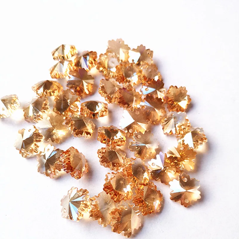 Free Shipping 500pcs/Lot Champange 14mm K9 Crystal Snow Beads In 2 Holes For Chandelier Crystals Home Decoration Accessories