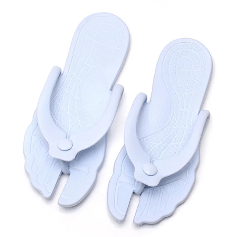 Light blue Новинка; оригинальные Нескользящие складные шлепанцы на плоской нескользящей подошве; Удобный светильник; Вьетнамки для путешествий; пляжные шлепанцы для плавания и дайвинга - Цвет: Light blue