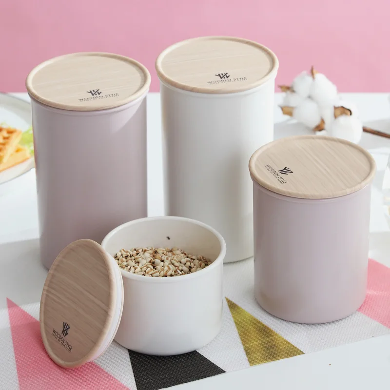 

Cylindrical Sealed Plastic Cans Simple Wood Rhyme Storage Tank Seal Leak-Proof Pest Control Moisture-Proof Storage Jar Manufactu