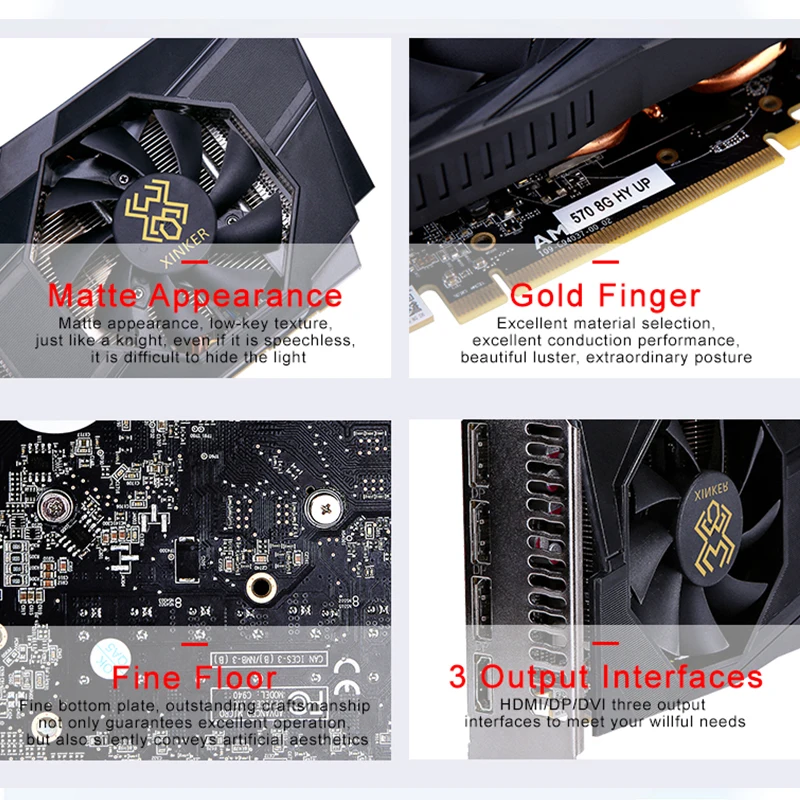  For Radeon RX570 8GB 256bit GDDR5 PCI Express x16 3.0 D5 Desktop Computer PC Gaming Video Graphics 