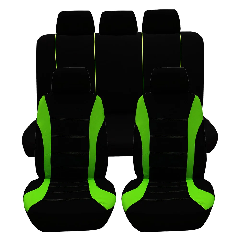 9pcs set Green 4 шт./9 шт. Универсальный комплект чехлов для автомобильных сидений из полиэфирной ткани чехол для сидений автомобиля Защита для сидений автомобиля аксессуары для интерьера - Название цвета: 9pcs set Green