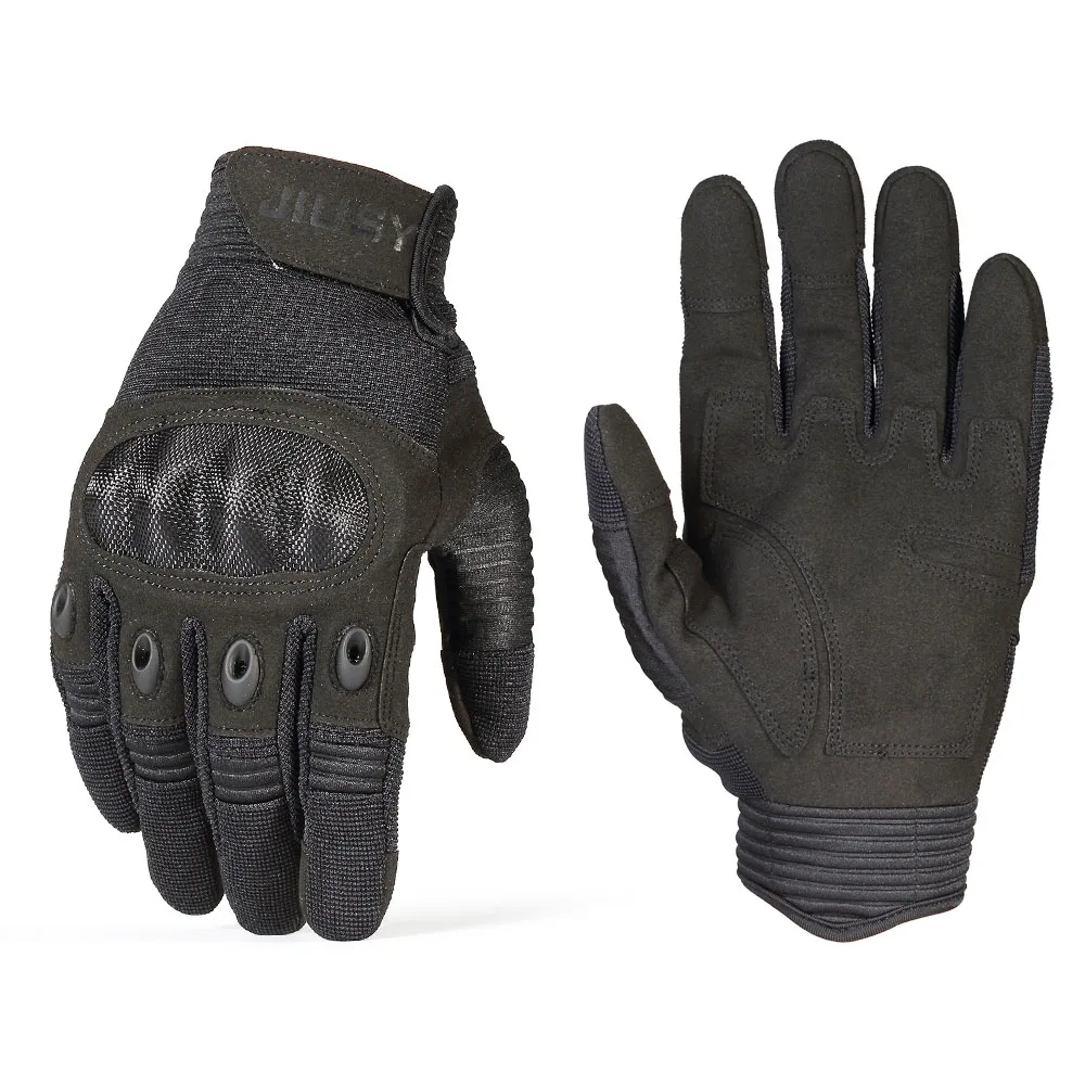 Тактические перчатки с сенсорным экраном для мотокросса, мотокросса, байкера, велоспорта, уличного спорта, защитное снаряжение, противоскользящие перчатки с полным пальцем - Цвет: Black