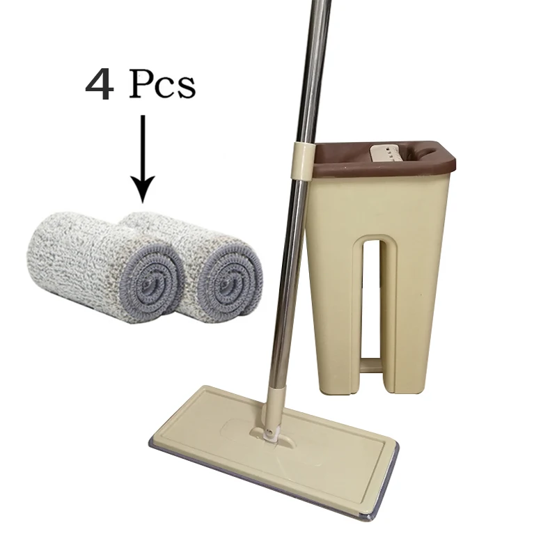 C5 швабры для домашней уборки, 360 градусов, отжимная швабра, Автоматическая Чистящая Волшебная швабра, набор инструментов для мытья пола из ультратонкого волокна - Цвет: 4 Brown Mop suit