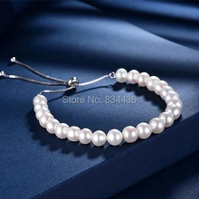 Высокое качество 6-9 мм оригинальные браслеты из натурального жемчуга 925 пробы серебро белый розовый пресноводный жемчуг ювелирные изделия подарок женские браслеты