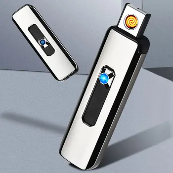 

Fashion USB Charging Lighter Push Button Electronic Windproof Cigarette Lighter best Gifts for Men