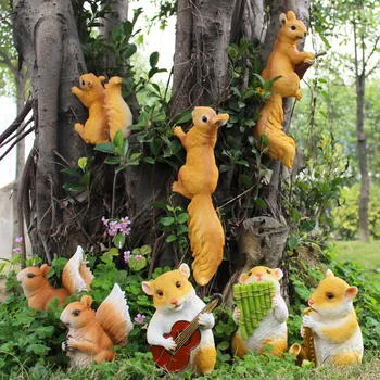 

Simulation Squirrel Decoration Villa Garden Courtyard Decor Tree Pendant Garden Landscape Outdoor Animal Sculpture Fairy Garden