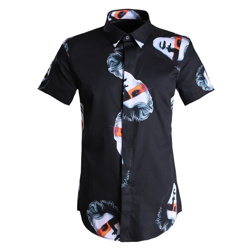 

Whole Body Head Like Short Sleeve Shirt Male Brand Printing Male Shirt Summer Style