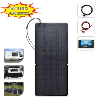 

Flexible ETFE solar panel kit 20.5v 100w complete photovoltaic monocrystalline solar energy cell battery for home RV camp hiking