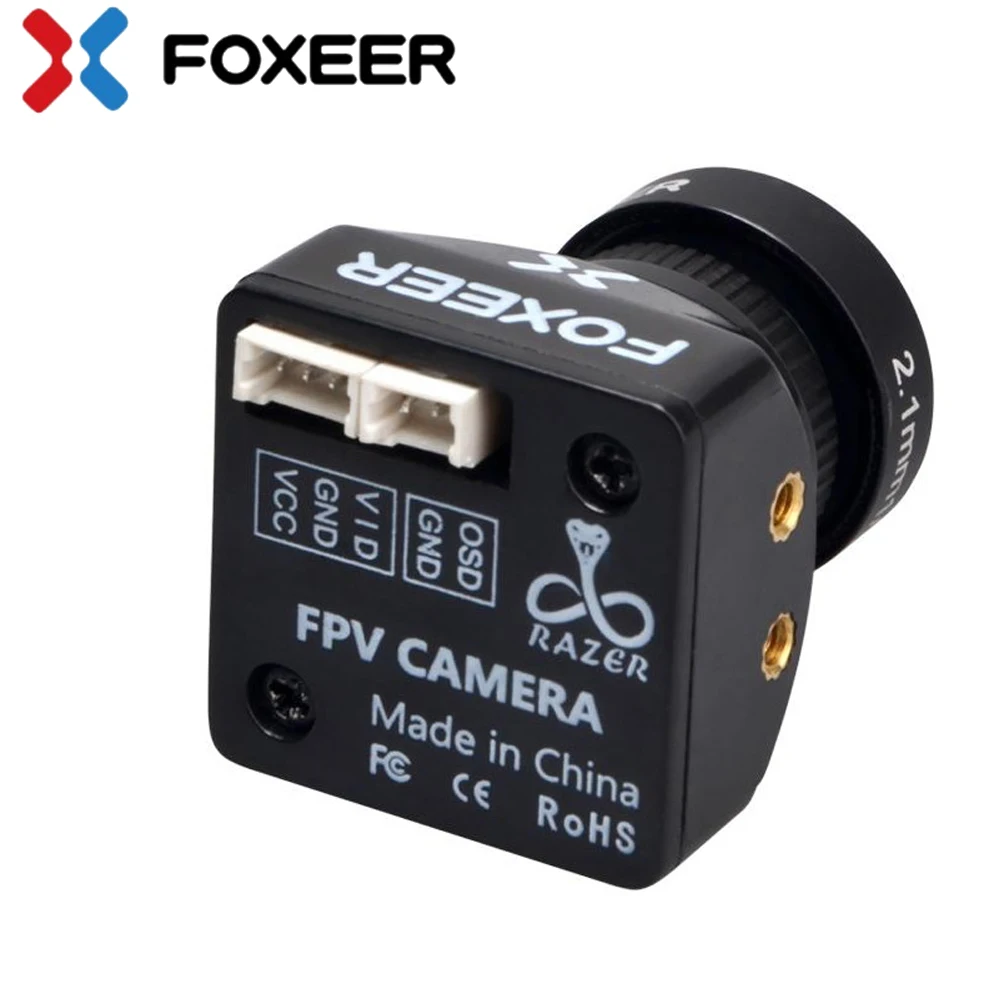 Online Cámara FPV, Foxeer Razer Mini HD 5MP 2,1mm M12 lente 1200TVL estándar FPV Cámara 43 169 NTSC PAL conmutable 4ms cámara de latencia