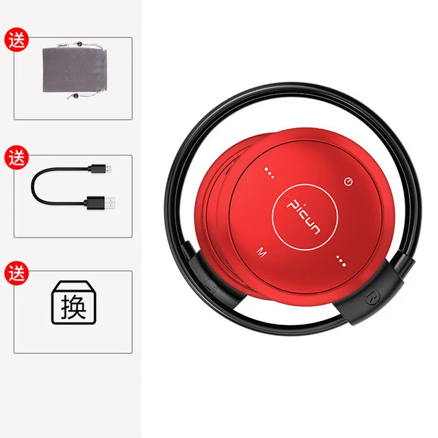 Беспроводные Bluetooth 5,0 наушники Спортивная гарнитура с костной проводимостью наушник с шумоподавлением музыкальный плеер MP3 walkman карта памяти телефон - Цвет: Красный