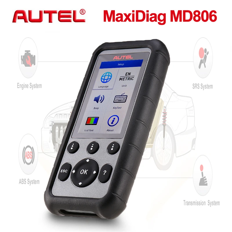 Autel MaxiDiag MD806 автомобильный диагностический инструмент с двигателем/передачей/ABS/SRS диагностирует полный OBD2 функции Автомобильный сканер - Цвет: Серый