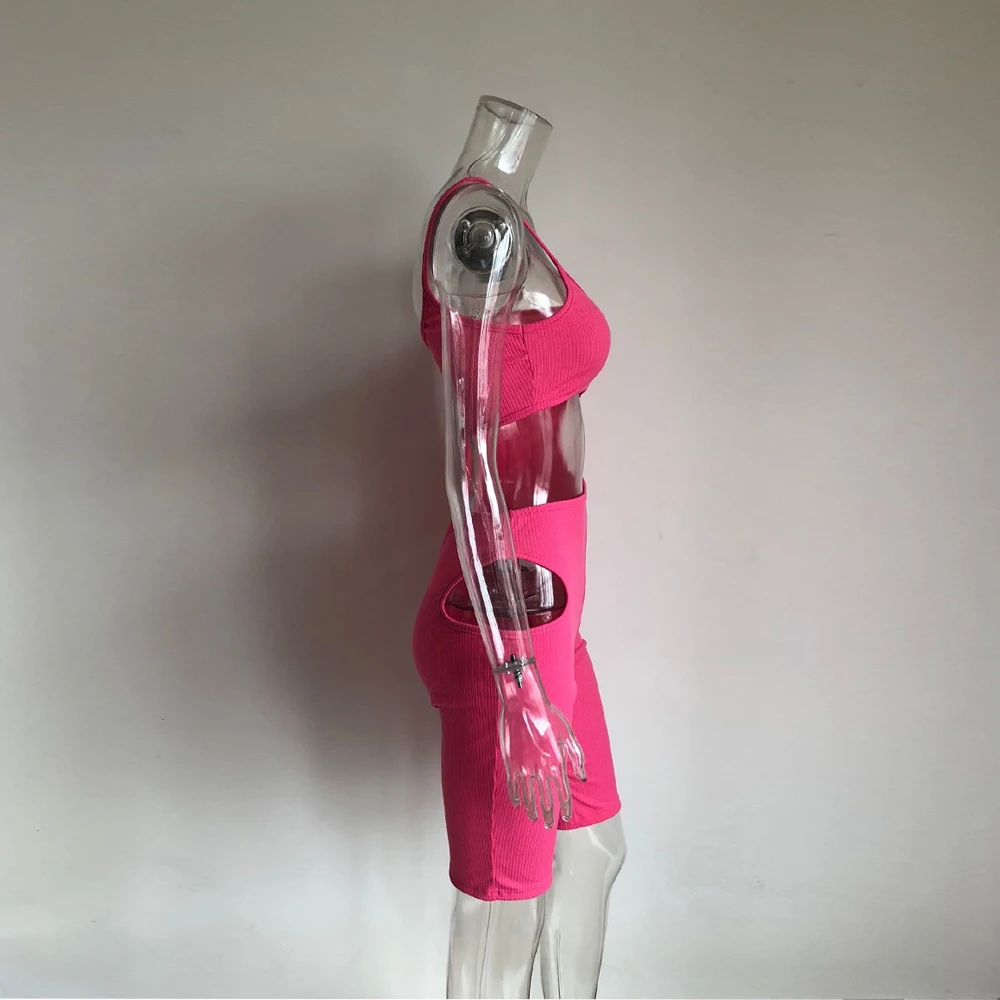 XLLAIS ребристый розовый толстый материал Комбинезоны женские сексуальные открытые Клубные Комбинезоны Женская одежда без бретелек облегающие уютные комбинезоны