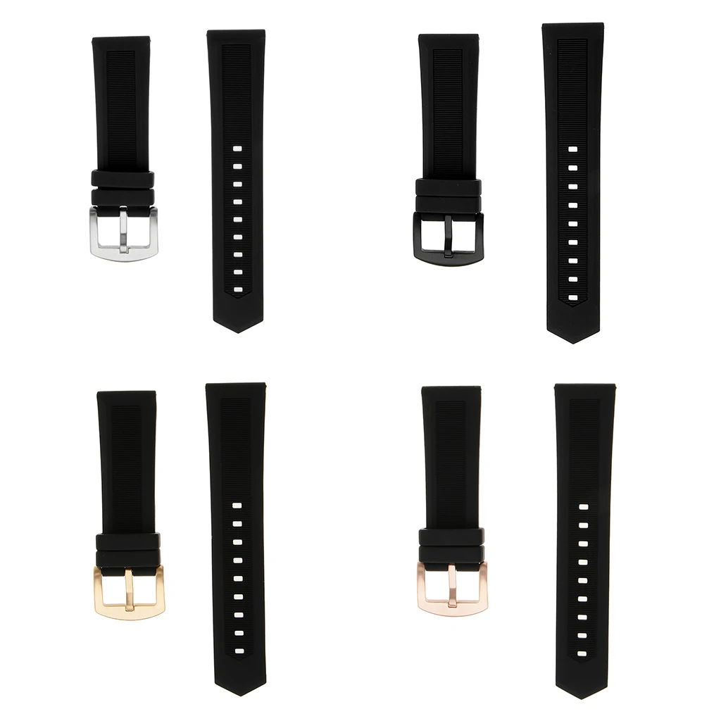 

Waterproof Black Silicone Rubber Sport Replace Watch Band Strap 19mm-24mm with Brushed Stainless Steel Buckle