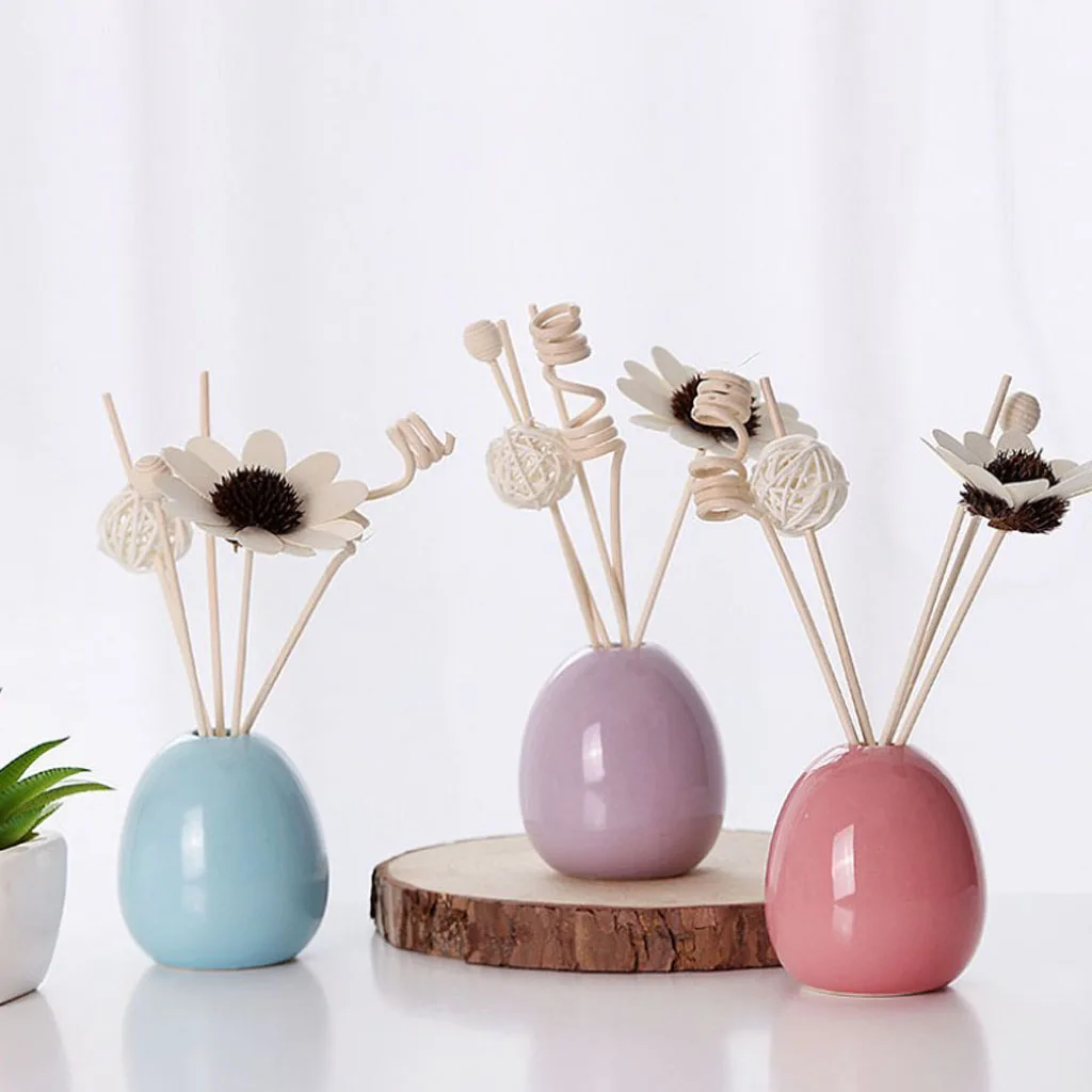 Artificial Flower Ceramic Vase Essential Oil Perfume Bottle Holder Aroma Diffuser for Home Living Room Bathroom Hotel Car Decor