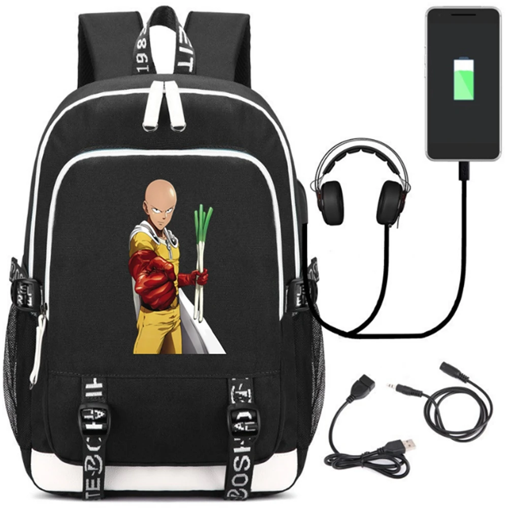 Аниме ONE PUNCH-MAN/зарядка через usb рюкзак сумки для ноутбуков школьная книга сумки школьников Повседневное ноутбук для мальчиков и девочек, рюкзак подарок