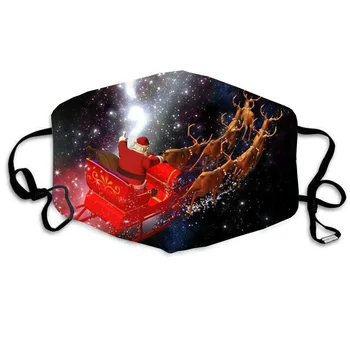 

Christmas Santa Claus Face Mask 2-layer Cotton Reusable Mouth Caps Washable Protection Mask Anti Dust Adjustable Mascarillas