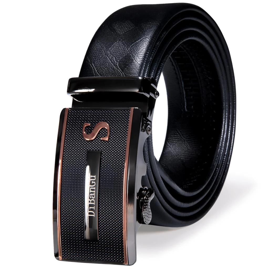 Hi Tie cinturones de de vaca auténtica para hombre, cinturones de de diseñador Formal de negocios negros, hebilla automática de alta calidad| Cinturones de hombre| - AliExpress