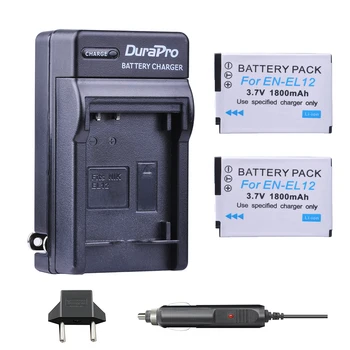 

2pc 1800mAH EN-EL12 ENEL12 EN EL12 Li-ion Batteria + Car Charger + EU Plug for Nikon S8200 S9100 S9200 S9300 P300 P310 Battery