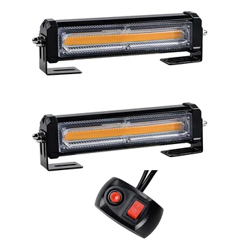 

Krator 2PCS Amber 36W COB LED Emergency Hazard Warning Security Strobe Light Bars Rooftop Interchangeable DC 12V Waterproof