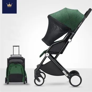 

Light baby stroller with large awning can sit and lie portable folding stroller four-wheel shock absorber push umbrella car