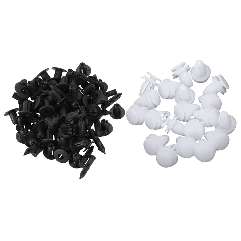 

70Pcs Car Rivet Door Trim Clips Fastener - 50Pcs 6Mm X 12Mm Black & 20Pcs 7 X 8Mm White