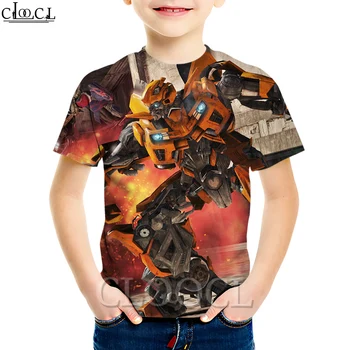 

CLOOCL T Shirt Boy Transformers Cartoon Anime Print 3D Creative Clothing Short Sleeve Casual Naughty Baby Kid Tops