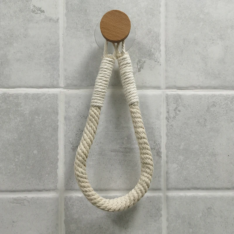 Nail-free Sticker Towel Rack Bathroom Wooden Hook Paper Towel Rack Bathroom Toilet Accessories Set Paper Holder Wooden hook