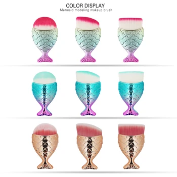

1Pcs Professional Mermaid Shape Makeup Brush Powder Blush Fish Brush Makeup Tools Colors Fishtail Brushes Dfdf