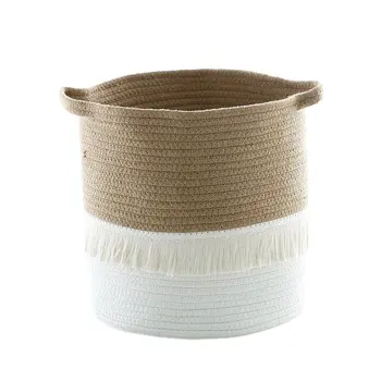 

Cotton thread tassel storage basket woven finishing basket Home finishing frame children's room decoration